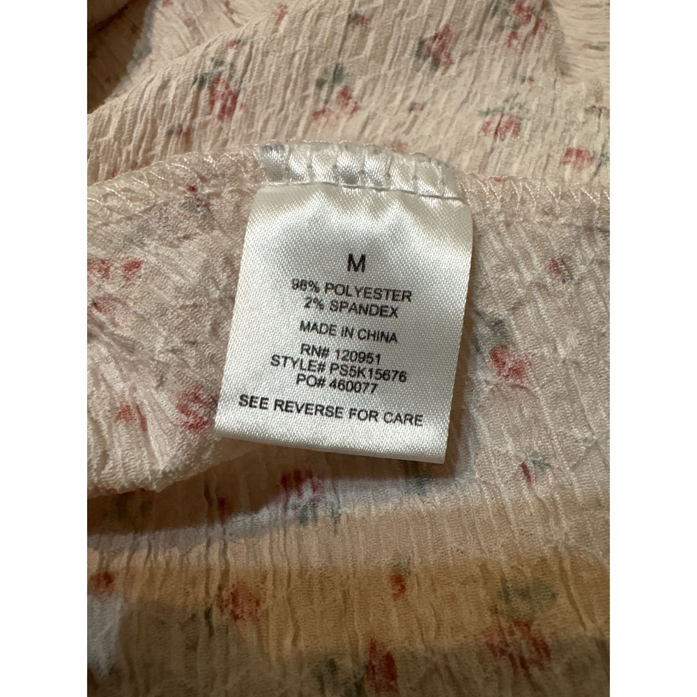 Pink Rose Floral Babydoll Cami Top Pink Cream Lace Trim Lettuce Edge Womens M - Picture 7 of 7